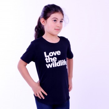 T-shirt Earth Zoo Kids Feminina Love The Wild Life Preta