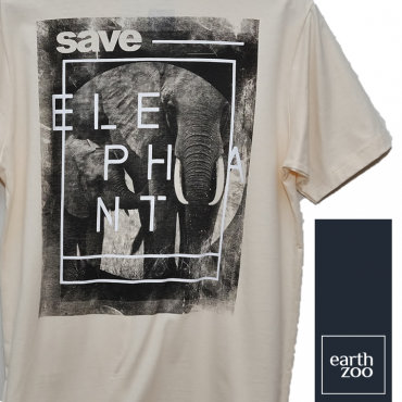 T-shirt Earth Zoo Masculina - Elefante Back Creme