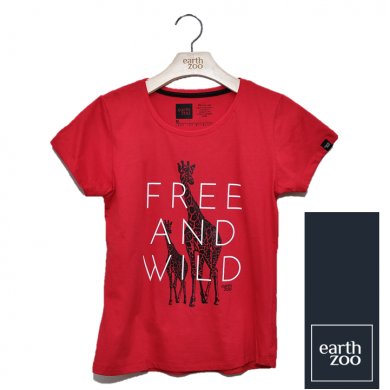 T-shirt Earth Zoo Feminina Girafa Vermelha