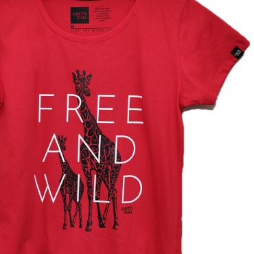 T-shirt Earth Zoo Feminina Girafa Vermelha