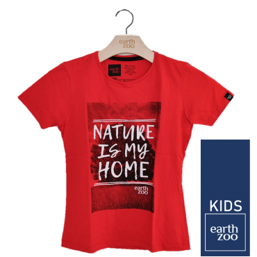 T-shirt Earth Zoo Kids Nature is my Home Coral