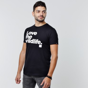 T-shirt Earth Zoo Masculina - Love the Wildlife Preta